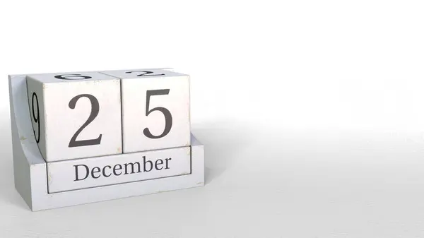 Houten blokken kalender bevat 25 December datum, 3D-rendering — Stockfoto