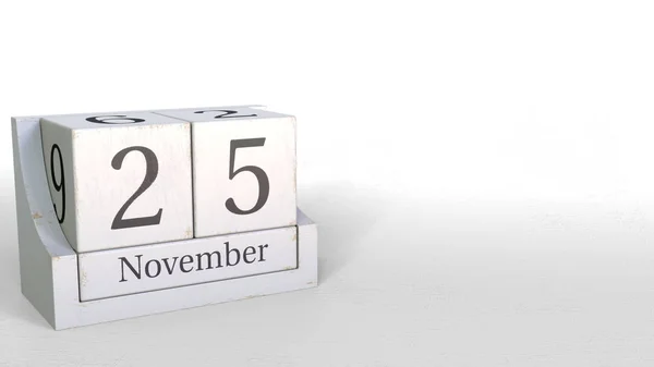 Der Würfelkalender zeigt das Datum 25. November an. 3D-Darstellung — Stockfoto