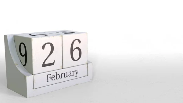 February 26 date on retro blocks calendar, 3D rendering — Stock Photo, Image