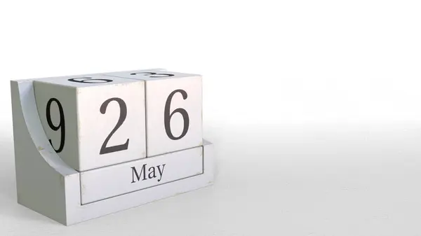 26 de mayo fecha en el calendario de bloques de madera. Renderizado 3D —  Fotos de Stock