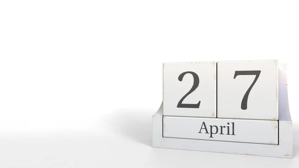 4 월 레트로에 27 날짜 달력, 3d 렌더링 블록 — 스톡 사진
