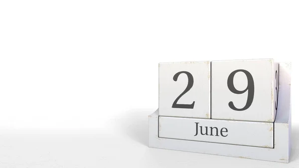 29 Ιουνίου ημερομηνία στο ημερολόγιο vintage κύβος, 3d rendering — Φωτογραφία Αρχείου