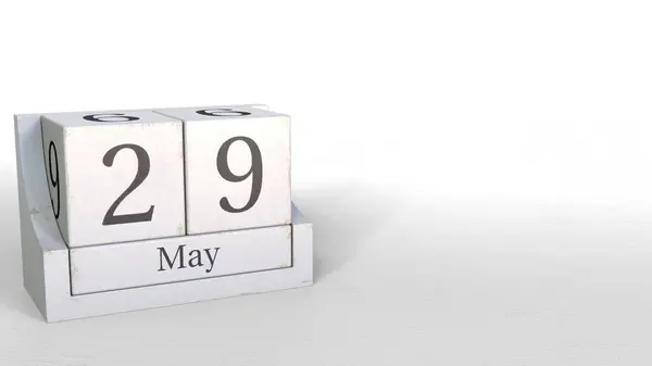 29 мая дата на винтажном кубическом календаре, 3D рендеринг — стоковое фото