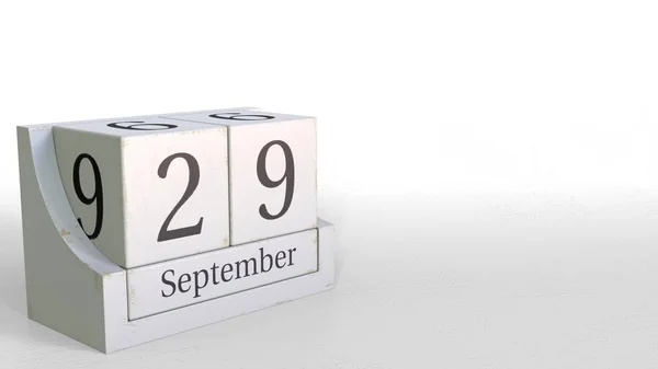 Září 29 datum na retro blokuje kalendář, vykreslování 3d objektů — Stock fotografie