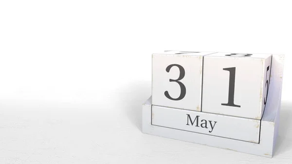 나무 블록 달력에 5 월 31 일 날짜입니다. 3 차원 렌더링 — 스톡 사진