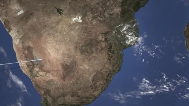 Verkehrsflugzeug auf dem Weg nach Maputo, Mosambik. Intro 3D Animation — Stockvideo