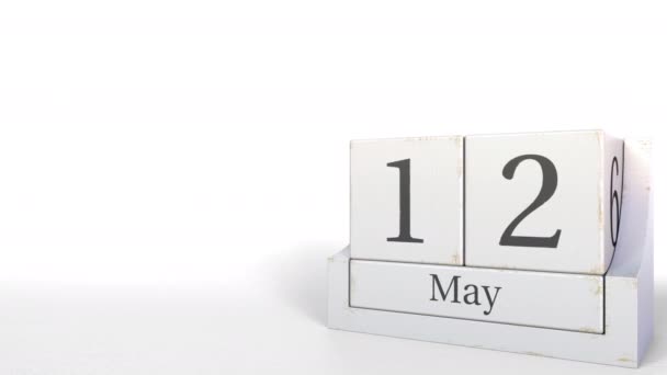 Ημερολόγιο ημερομηνία 12 Μαΐου μπλοκ ρετρό, 3d animation — Αρχείο Βίντεο