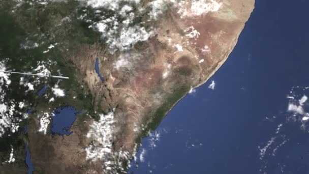 Комерційних літак прибув в Могадішо, Сомалі, введення 3d-анімація — стокове відео