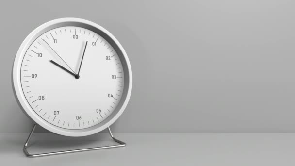 Часы измеряют час с 10: 00 до 11: 00. 3D анимация — стоковое видео