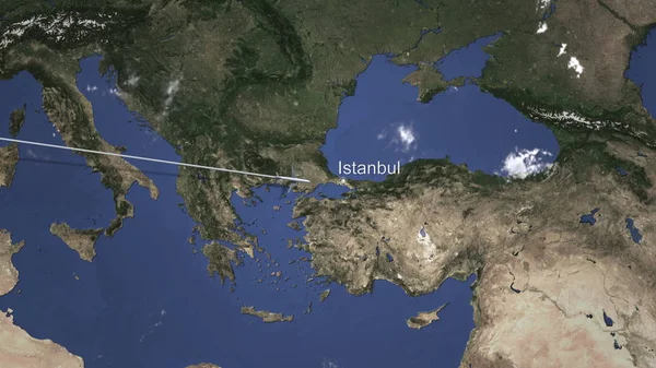 Batıdan, 3d render Istanbul, Türkiye'ye gelen uçak — Stok fotoğraf