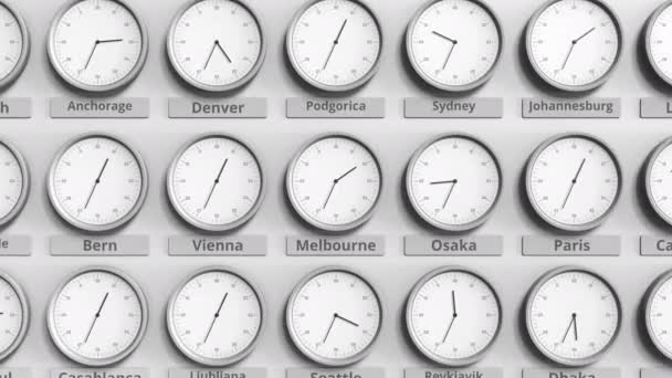 メルボルン、オーストラリアの時間を示す時計に焦点を当てます。3 d アニメーション — ストック動画