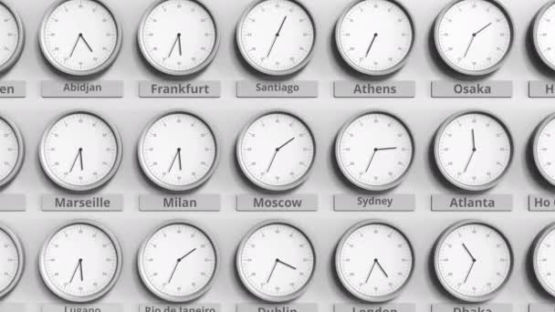 Clock Shows Specific Time Different Time Zones — Stock Video