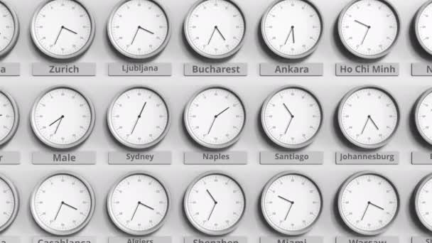 Επικεντρωθεί σε το ρολόι που δείχνει την ώρα της Νάπολης, Ιταλία. 3D animation — Αρχείο Βίντεο