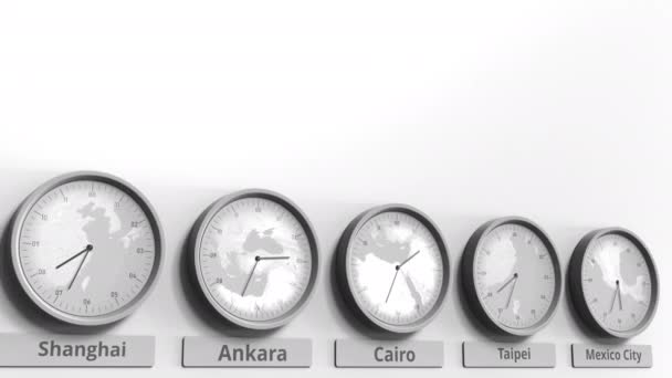 Horloge montre Le Caire, Égypte heure entre les différents fuseaux horaires. Animation 3D conceptuelle — Video