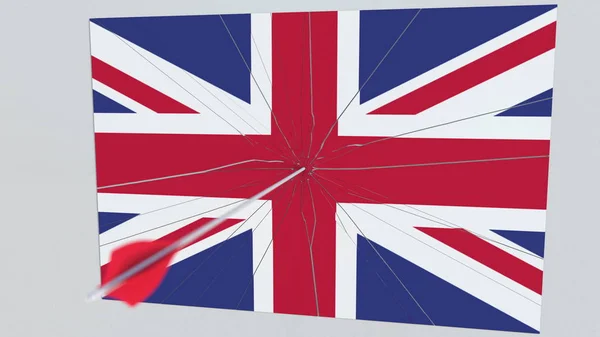 Flagga av Storbritannien plattan drabbas av bågskytte arrow. Konceptuell 3d-rendering — Stockfoto