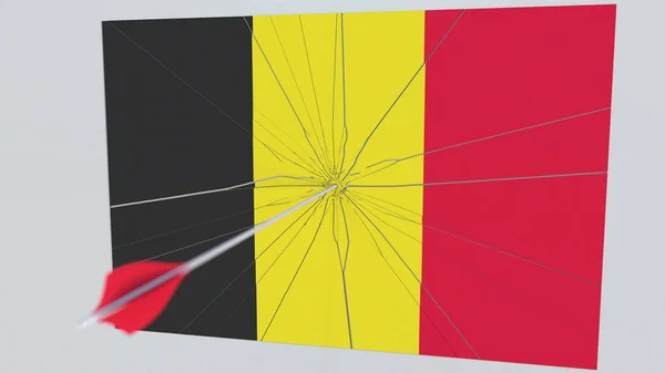 Прапор Бельгії пластини удару зі стрільби з лука. Концептуальна 3d-рендерінг — стокове фото