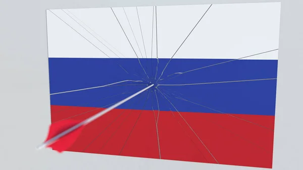양궁 화살 러시아 접시의 국기 안타. 개념 3 차원 렌더링 — 스톡 사진