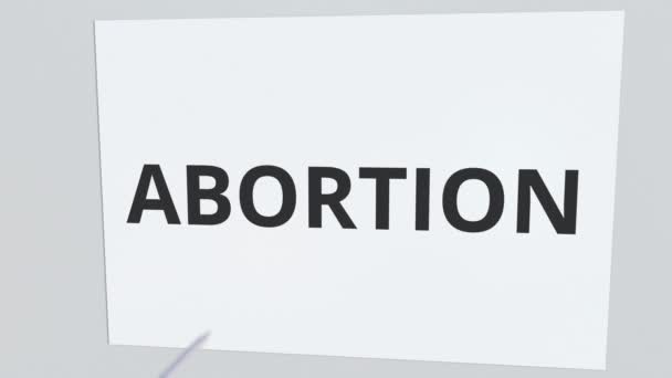 Abort text plattan drabbas av bågskytte arrow. Konceptuell 3d-animering — Stockvideo