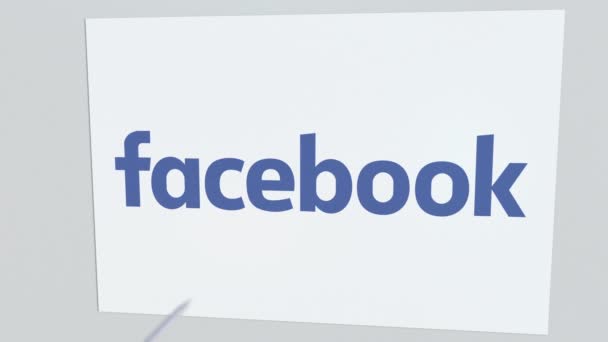 Tiro con l'arco freccia colpisce piatto con logo FACEBOOK. Problemi aziendali animazione editoriale concettuale — Video Stock