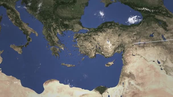 Aereo commerciale che vola ad Atene, Grecia, animazione 3D — Video Stock