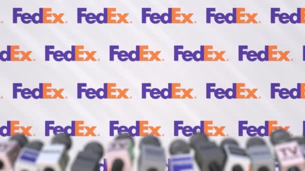 Evénement média FEDEX, mur de presse avec logo et micros, animation éditoriale — Video