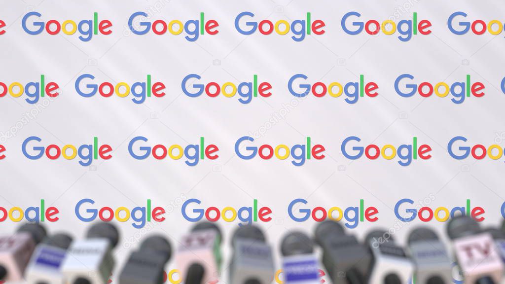 Company press conference, conceptual editorial 3D