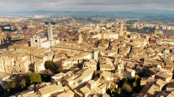 Légi Felvétel Város Siena Híres Piazza Del Campo Tértől Vagy — Stock videók