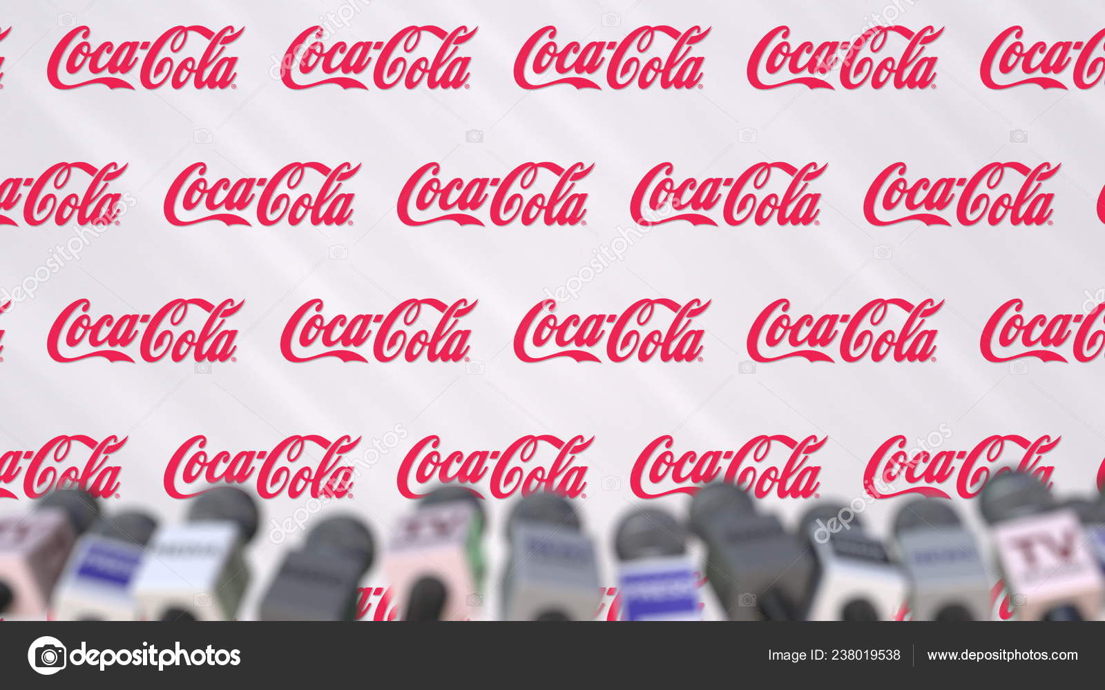 Persconferentie Van Coca Cola Company Pers Muur Met Logo Als Achtergrond En Microfoons Redactionele 3d Rendering Redactionele Stockfoto C Alexeynovikov 238019538