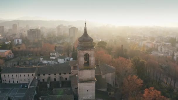 Aerial shot of the city of Terni Cathedral and cityscape. Umbria, Italy — Stock Video