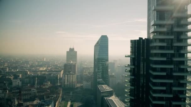 Milan Italy January 2019 Aerial Shot Bnp Paribas Office — Stock Video