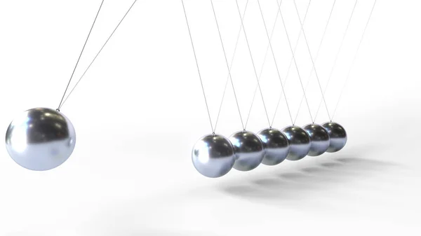 Balançoire sphères métalliques de Newtons berceau. rendu 3D lié à la physique — Photo