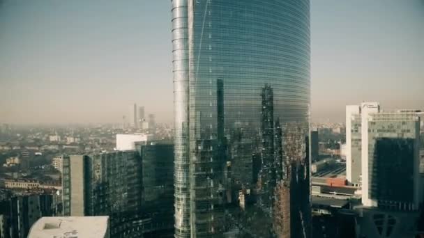 Мілан Січня 2019 Повітряний Постріл Unicredit Будівлі — стокове відео