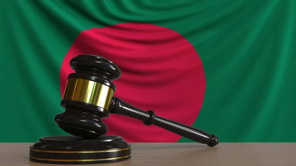 Sędziowie młotek i blok przeciwko flaga Bangladeszu. Sąd w Bangladeszu pojęciowy renderowania 3d — Zdjęcie stockowe