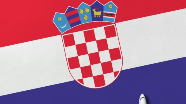 Avion sur le drapeau de la Croatie. Vols liés à l'animation 3D conceptuelle — Video