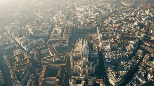 Aerial view of Milan Cathedral, hyperlapse. Lombardy, Italy — Stock Video