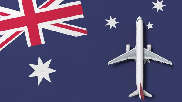 Vue du haut vers le bas de l'avion sur le drapeau de l'Australie. Tourisme rendu 3D conceptuel lié — Photo
