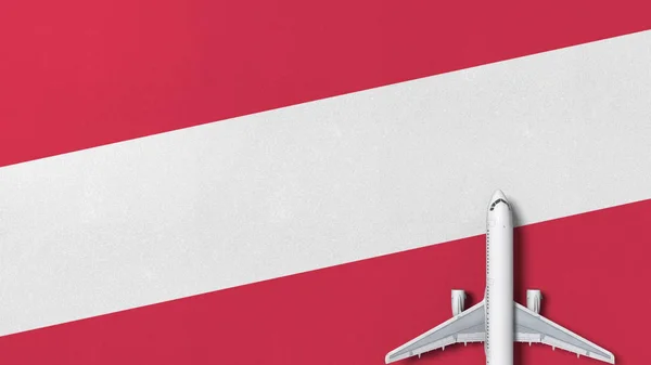 Kommersiella flygplan på flaggan av Österrike. Resor med konceptuell 3d-rendering — Stockfoto