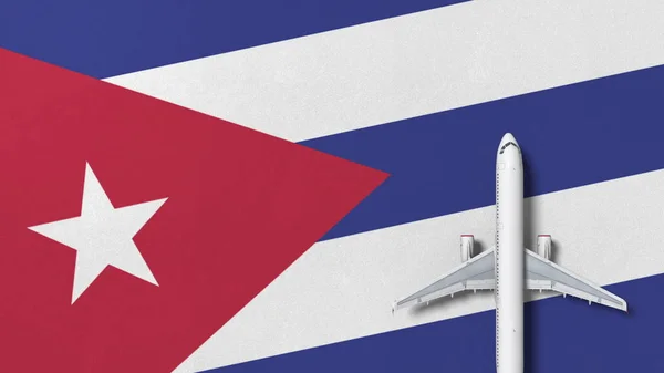 Vue du haut vers le bas de l'avion sur le drapeau de Cuba. Tourisme rendu 3D conceptuel lié — Photo