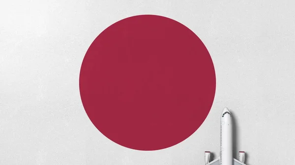 Kommersiella planet på flaggan för Japan. Turismrelaterade konceptuell 3d-rendering — Stockfoto