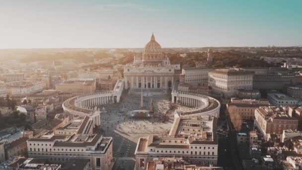 Vista Aérea Concurrida Plaza San Pedro Vaticano — Vídeo de stock