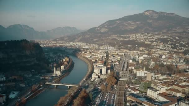 Flygfoto Över Staden Trento — Stockvideo