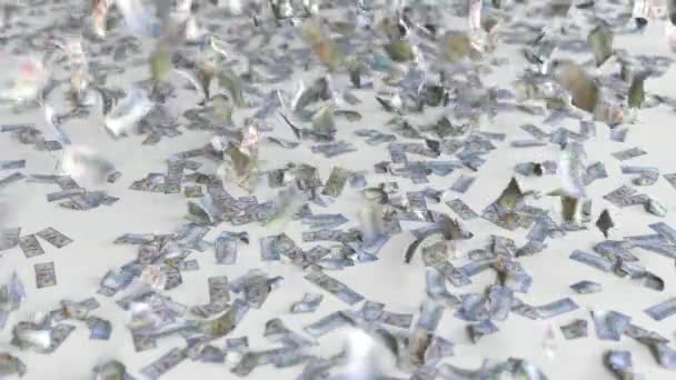 Des billets de cent dollars tombent par terre. Animation 3D — Video