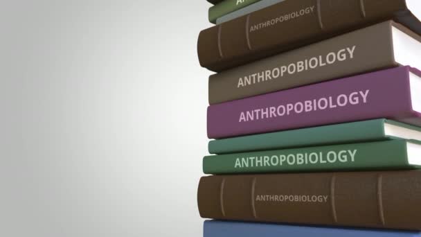 Book cover with ANTHROPOBIOLOGY title, loopable 3D animation — Stock Video