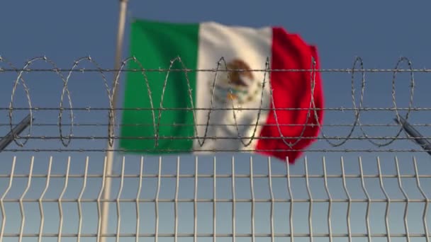 멕시코의 깃발을 흔들며 반대 가시 철사입니다. Loopable 3d 애니메이션 — 비디오