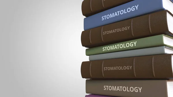 Capa de livro com título de STOMATOLOGY, renderização 3D — Fotografia de Stock