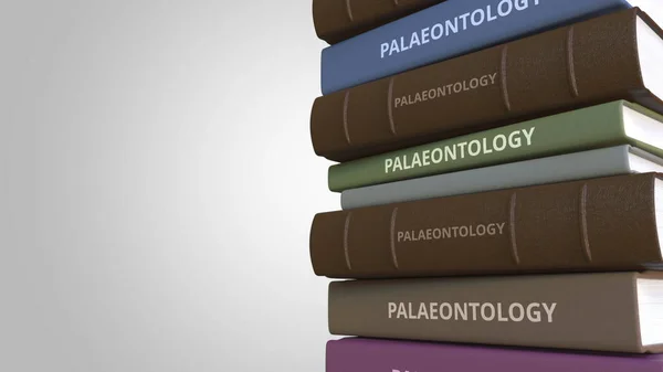 Título de PALAEONTOLOGY sobre la pila de libros, representación conceptual 3D —  Fotos de Stock