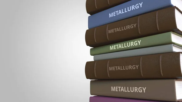Montón de libros sobre METALLURGY, representación 3D — Foto de Stock