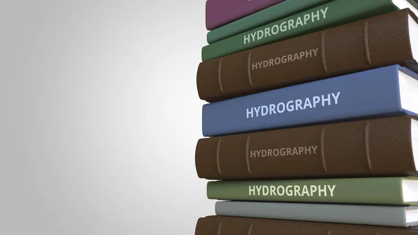 Σωρός από βιβλία σχετικά με υδρογραφίας, 3d rendering — Φωτογραφία Αρχείου