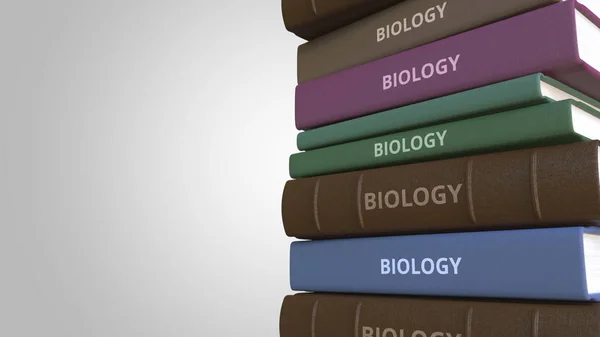 Livro com título de BIOLOGIA, renderização 3D — Fotografia de Stock