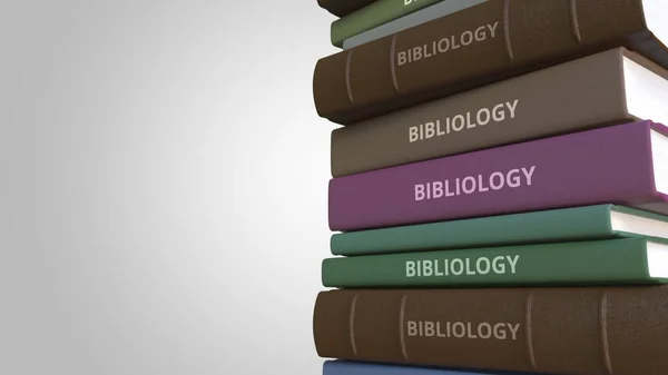 도 서, 개념적 차원 렌더링의 스택에 Bibliology 제목 — 스톡 사진